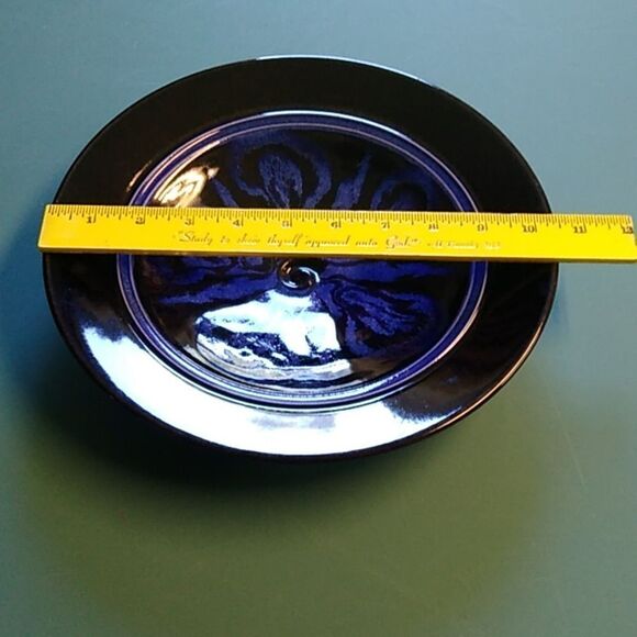 Purple and Black Decorative Bowl Signed Artist Steve Mahler Studio Art - Picture 7 of 8